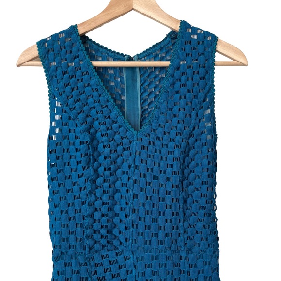 Anthropologie Tracy Reese Teal Blue Godet Knit Dress Fit Flare size Small - Picture 3 of 11